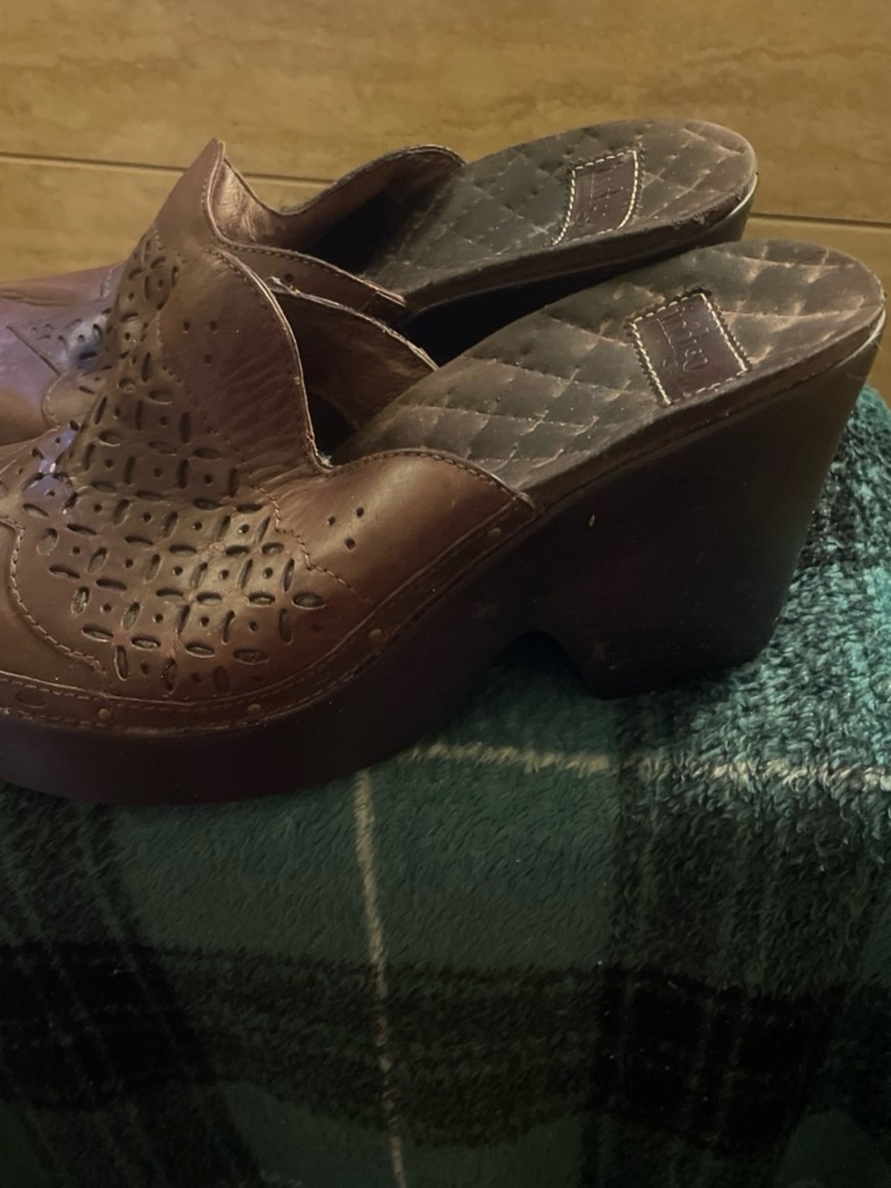 Brown Women's Leather Clog Mules